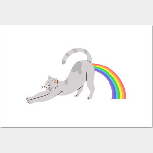 Cat Pooing Rainbow 01 Posters and Art